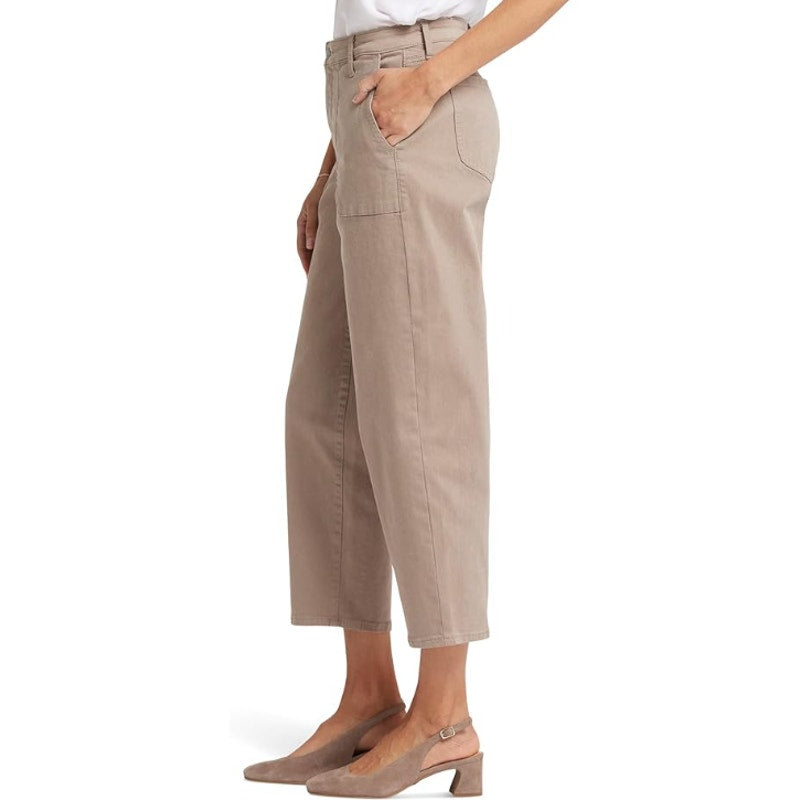 NYDJ Womens Relaxed Crop Straight Leg Jeans Size 10 Beige Tan Utility Pocket NWT