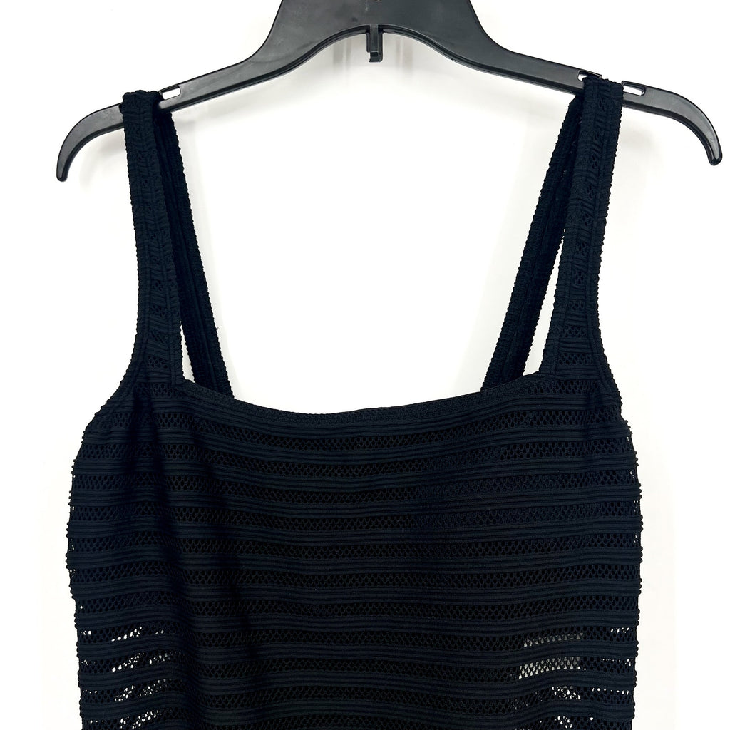 LAUREN RALPH LAUREN Ottoman One-Piece Swimsuit Size 16 Black Mesh Stripe NWT