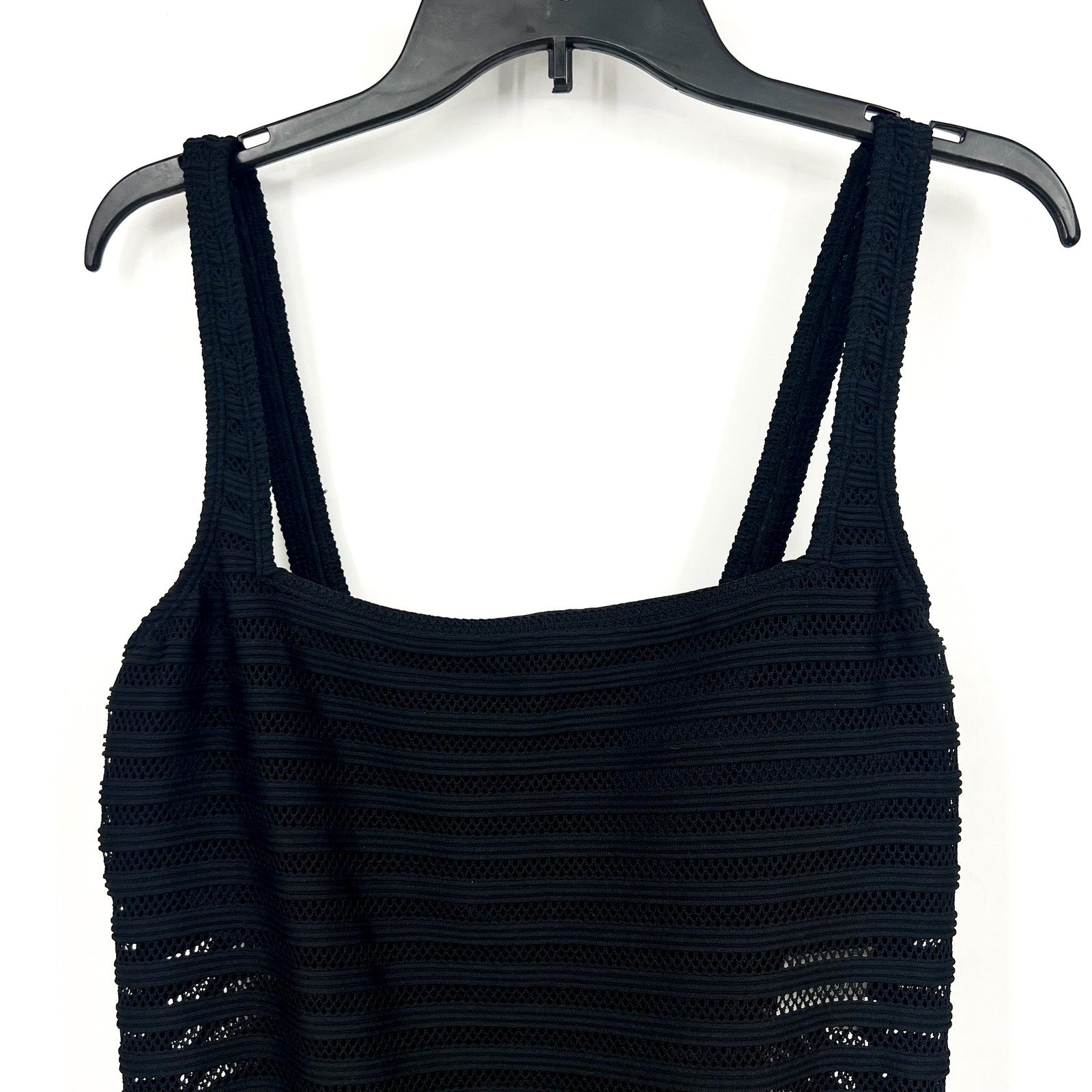 LAUREN RALPH LAUREN Ottoman One-Piece Swimsuit Size 16 Black Mesh Stripe NWT