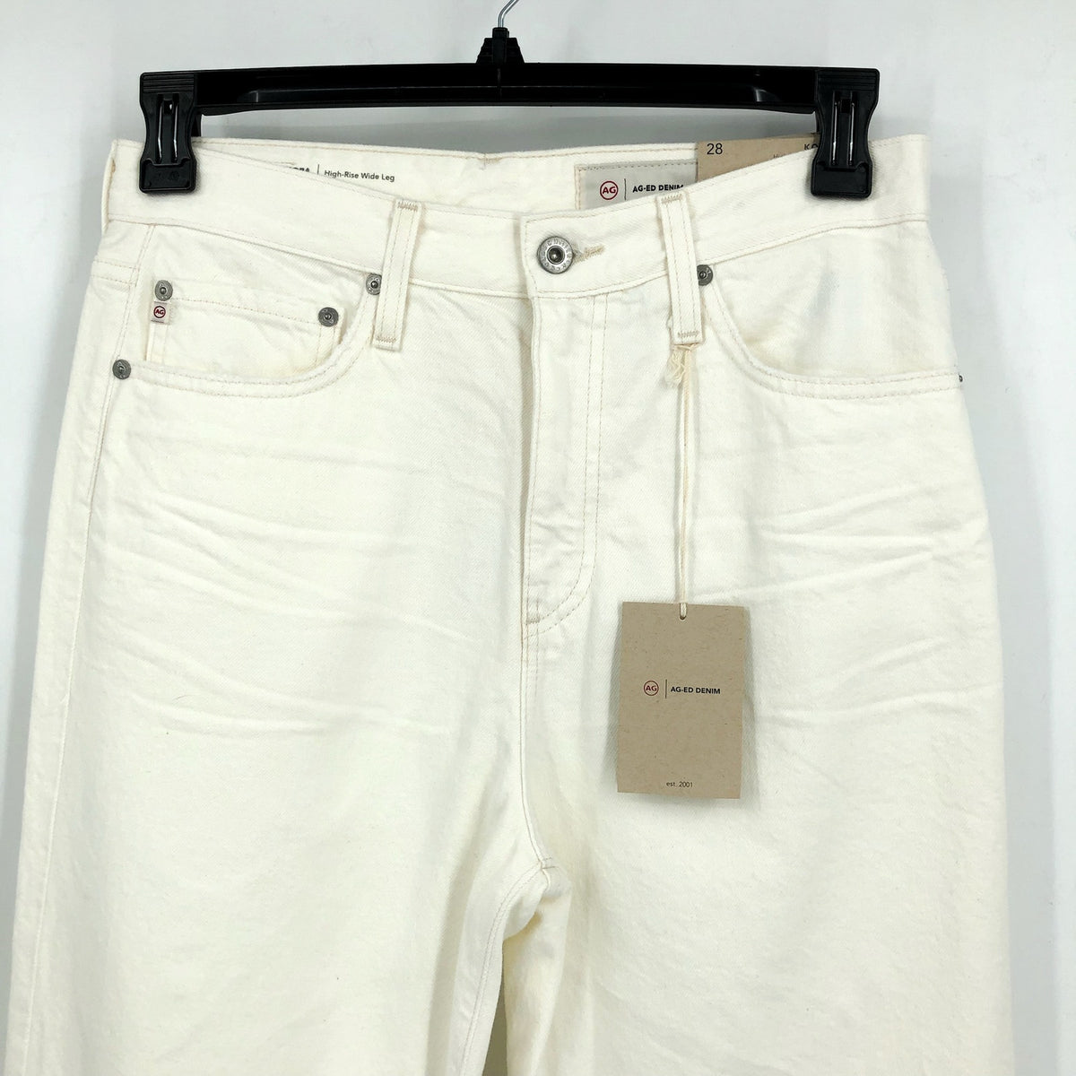 AG ADRIANO GOLDSCHMIED Kora Wide Leg Jeans Size 28 US 6 White 01 YRS Powder NWT