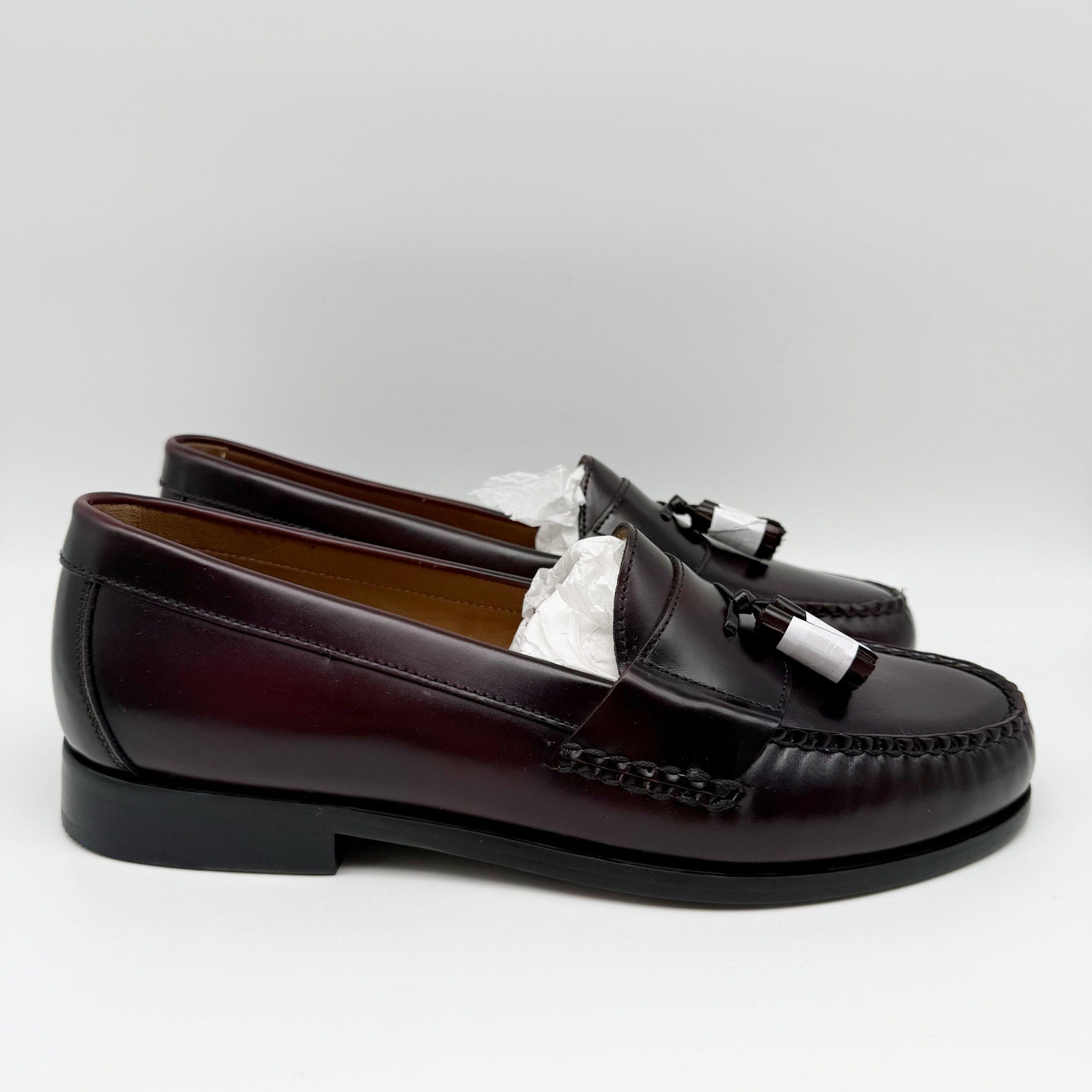 JOHNSTON & MURPHY Mens Hayes Tassel Loafer US 10 Wide EU 43 Burgundy Leather NIB