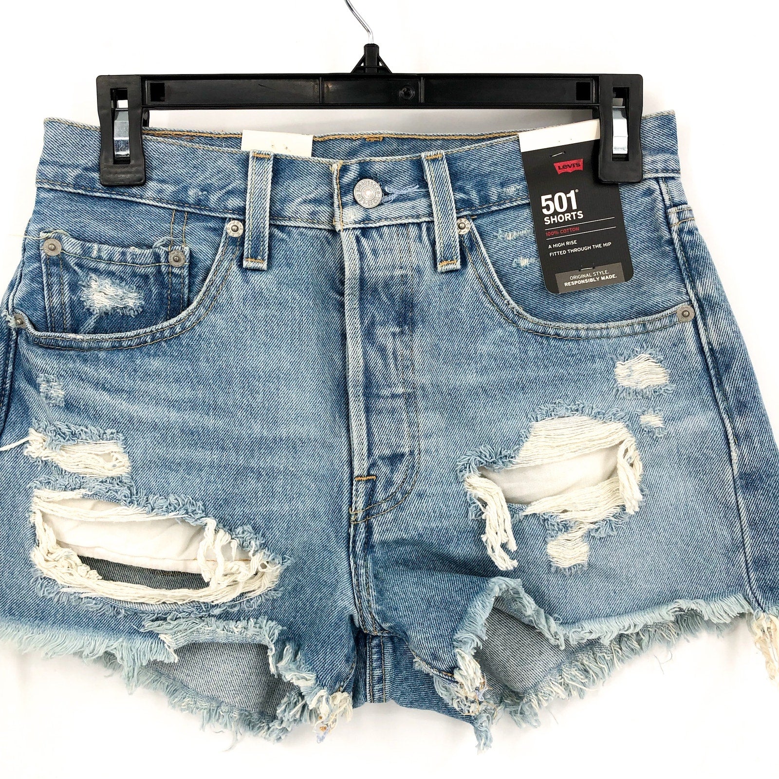 LEVI'S Womens 501 Original Shorts Size 26 US 2 Medium Wash Fault 563270012 NWT