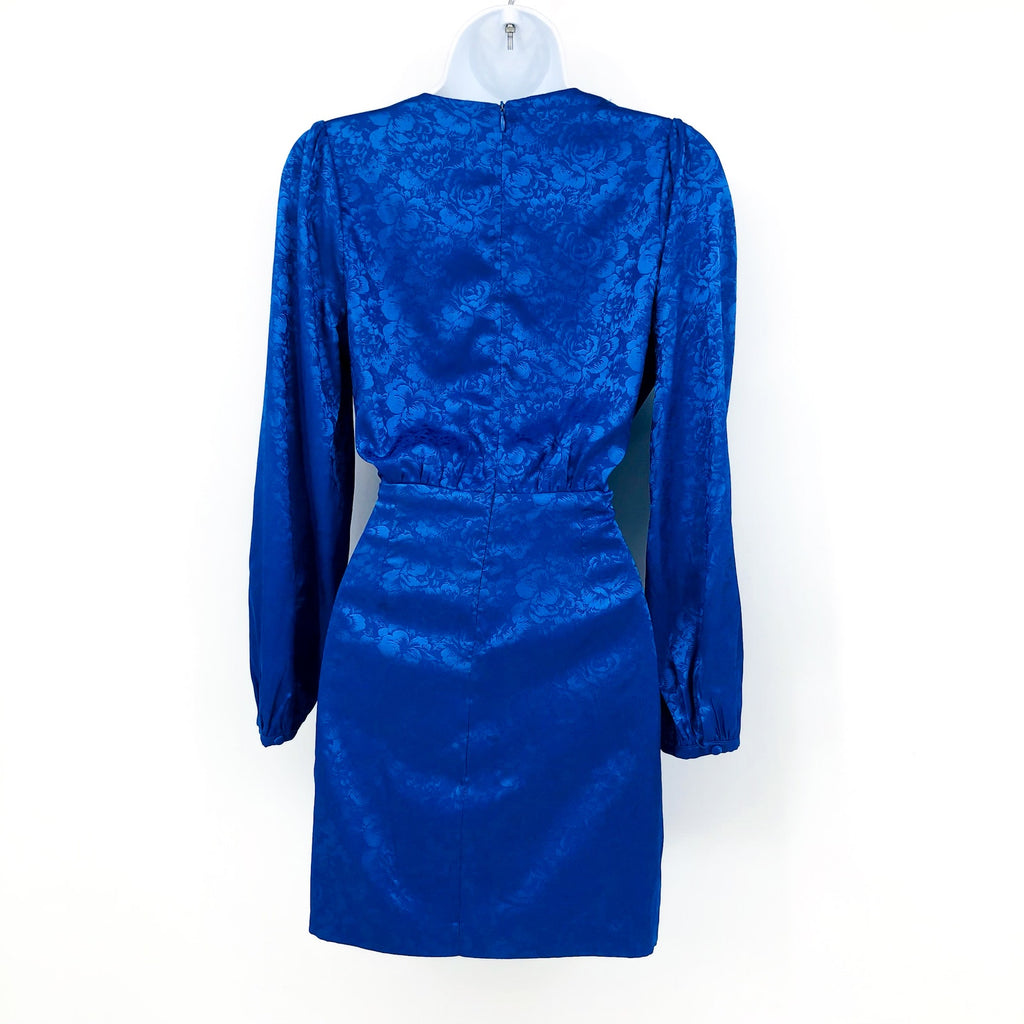 ADELYN RAE Women's Lindsey Wrap Jacquard Mini Dress XS Cobalt Blue NWT