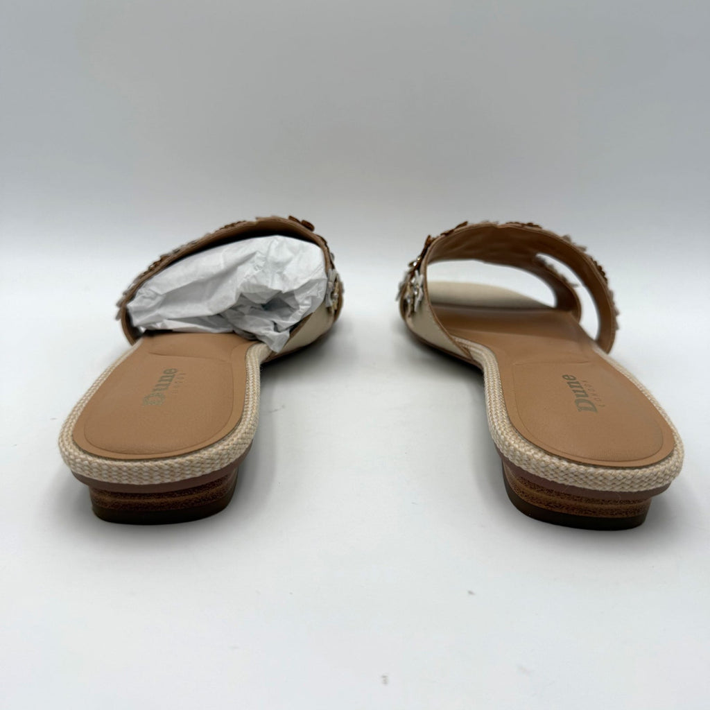 Dune London Womens Loupes Floral Slide Sandals Size 7 EU 37 White Leather NIB
