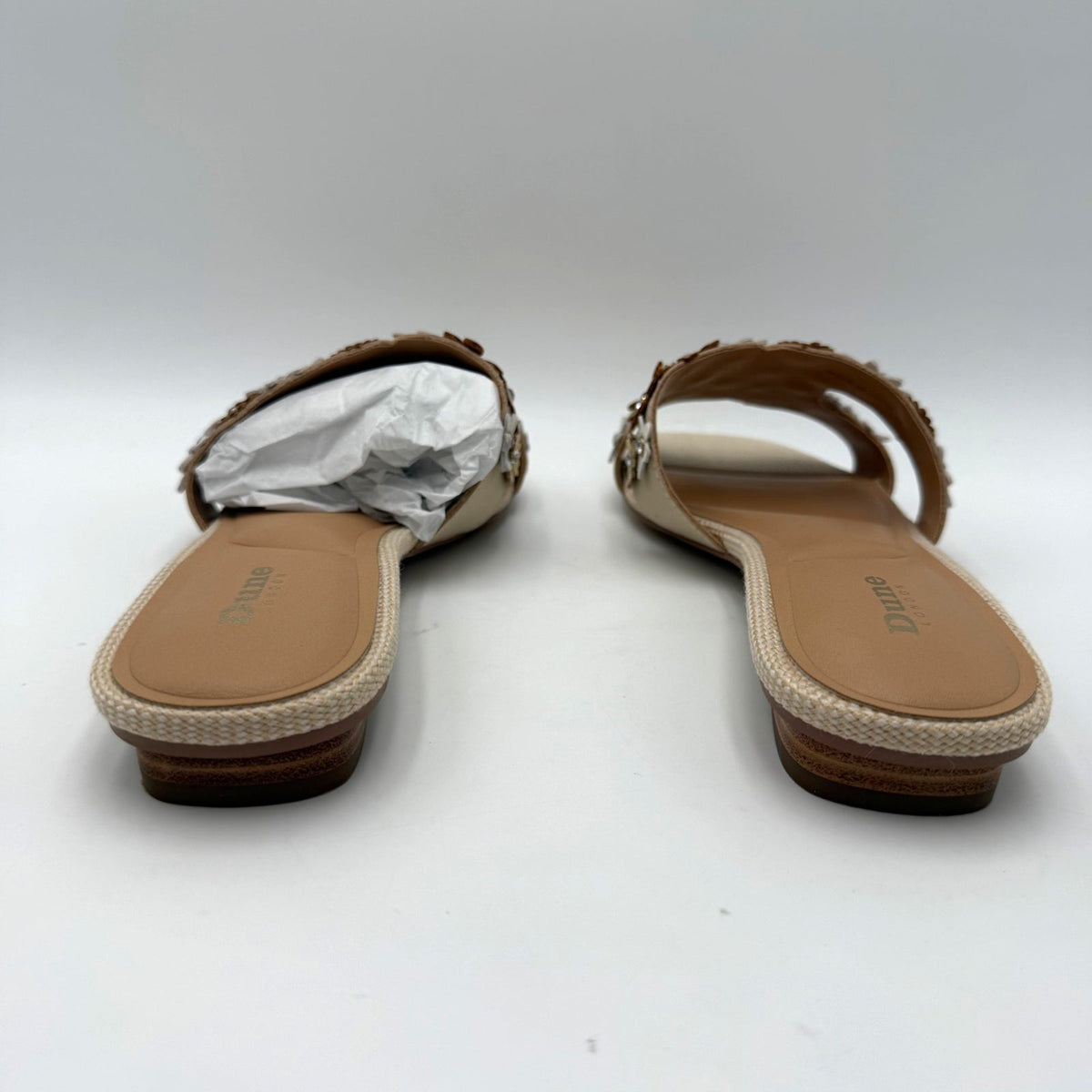 Dune London Womens Loupes Floral Slide Sandals Size 7 EU 37 White Leather NIB