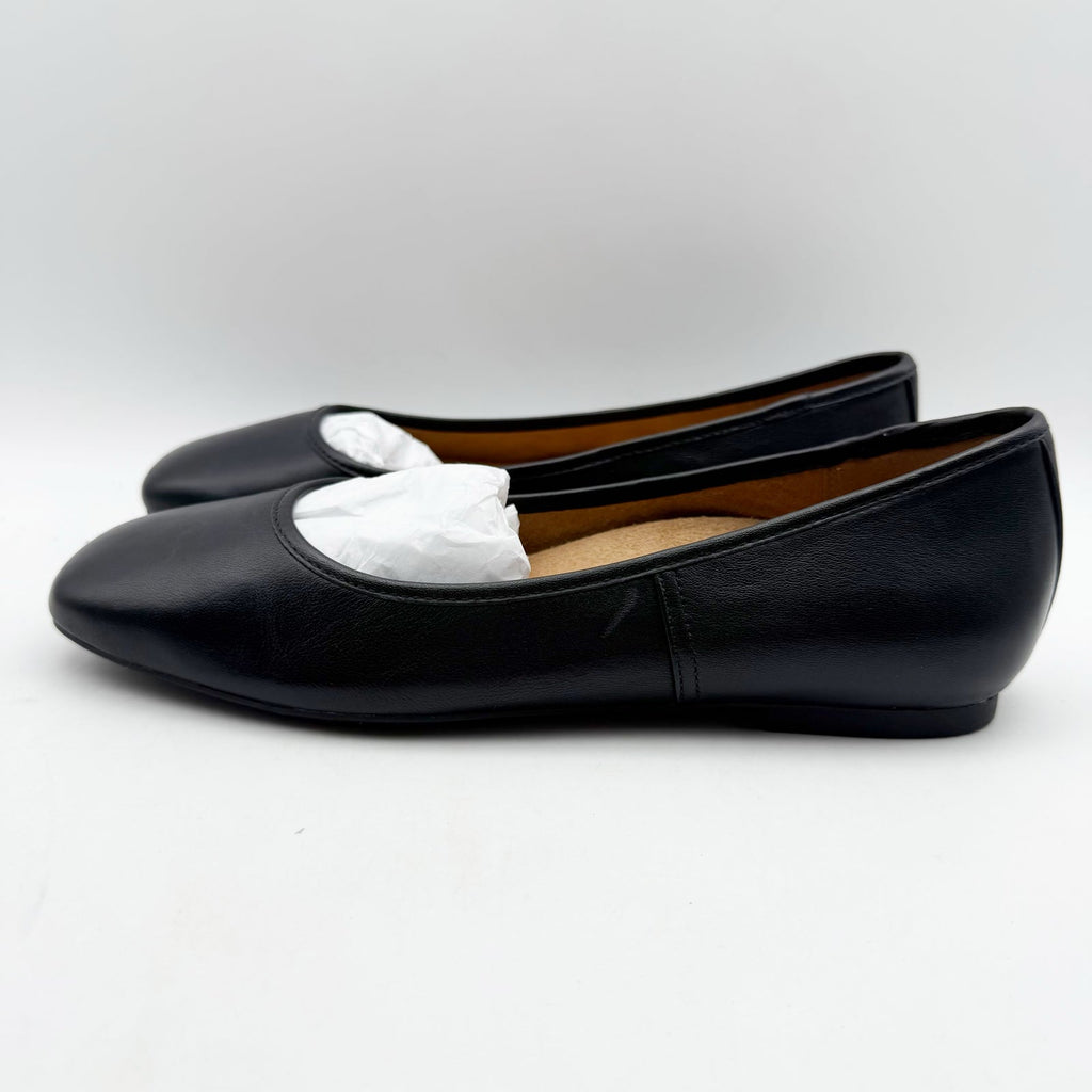 Vionic Womens Orinda Skimmers Flats Size 8.5 WIDE Black Leather Slip On NIB