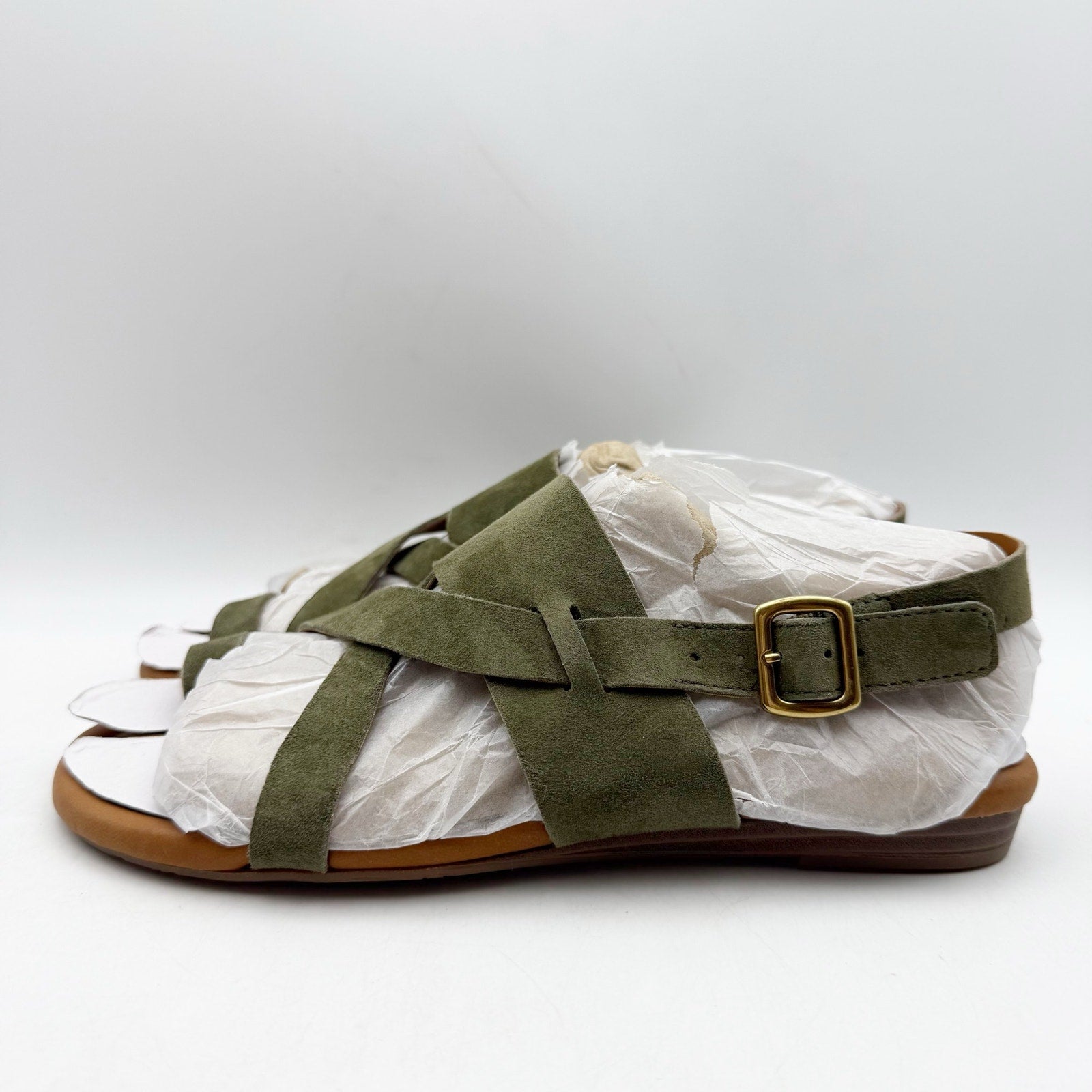 Franco Sarto Womens Gia Sandals US 6 M EU 36 Green Suede NWOB