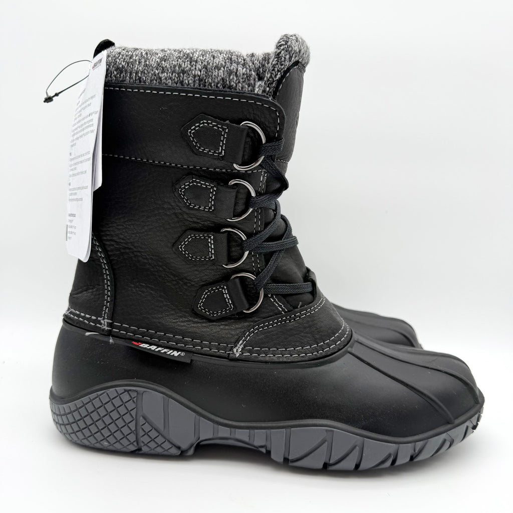 Baffin Women Yellowknife Snow Boots US 11 Black Leather Waterproof Insulated NIB