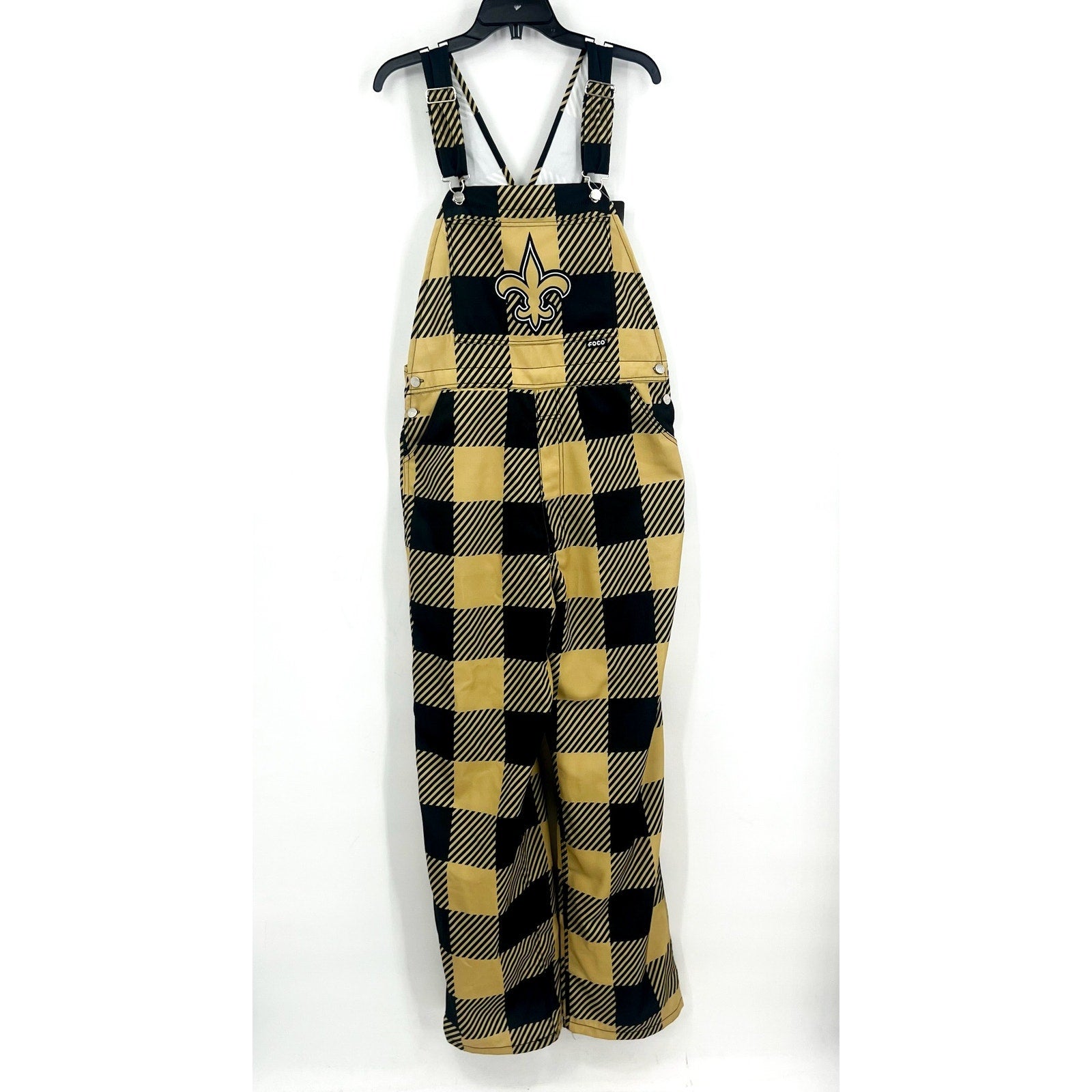 NFL TEAM APPAREL Mens New Orleans Saints Logo Bib Overalls XL Black Gold NWT