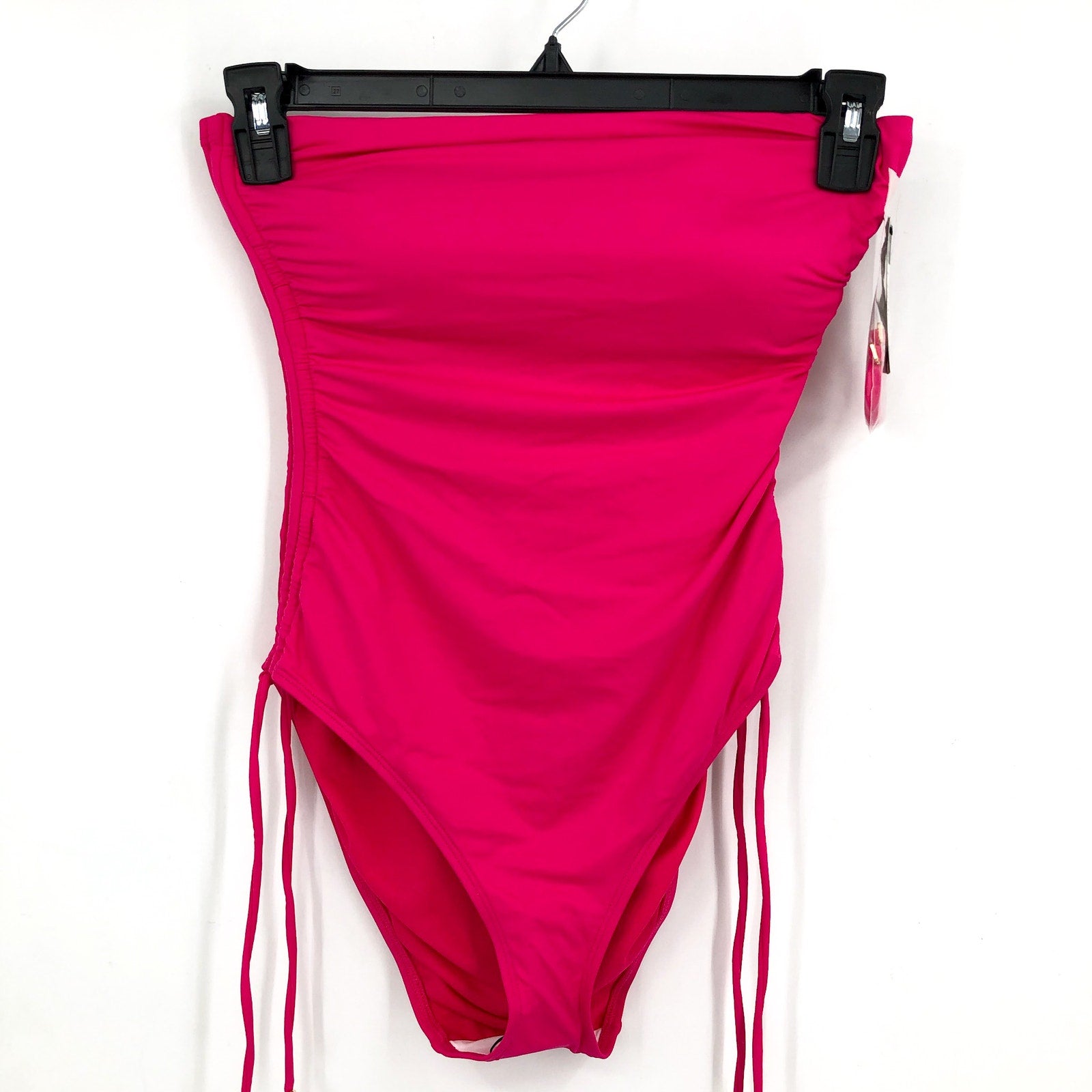 LAUREN RALPH LAUREN Bandeau One Piece Swimsuit Size 8 Pink Beach Club Ruched NWT