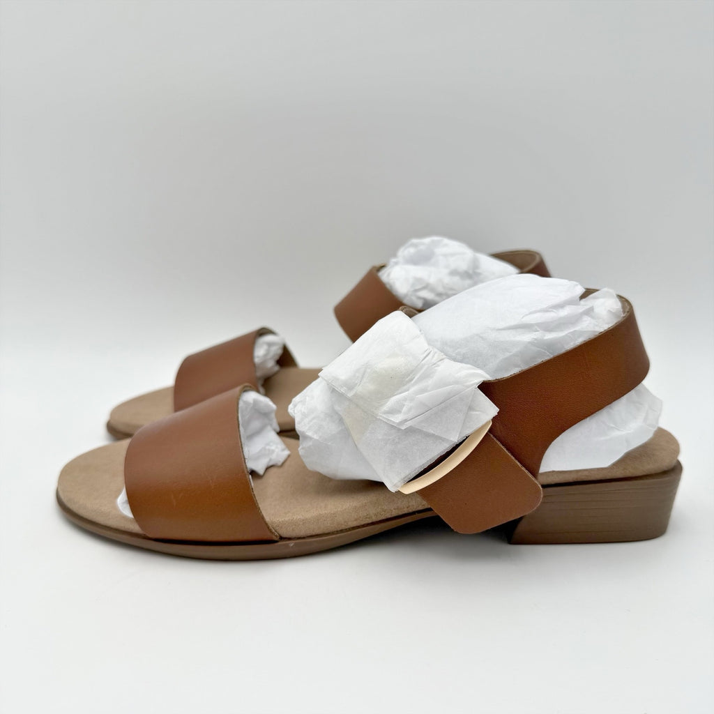 Munro Womens Cleo Double Strap Sandals Size 6.5 M Saddle Brown Leather NIB