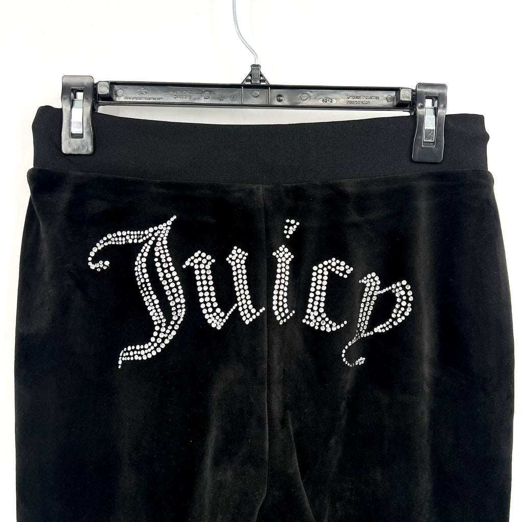 JUICY COUTURE Women's OG Big Bling Velour Track Pants Small Black Liquorice NWT