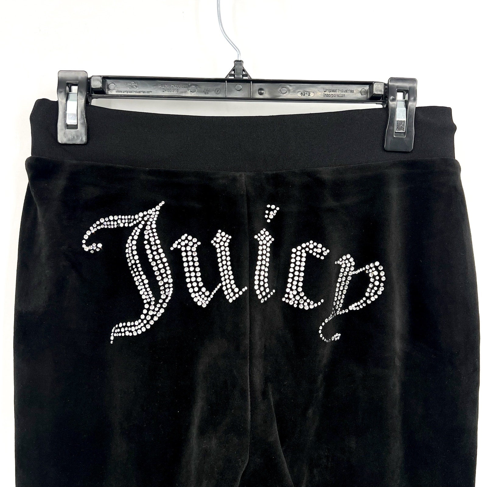 JUICY COUTURE Women's OG Big Bling Velour Track Pants Small Black Liquorice NWT