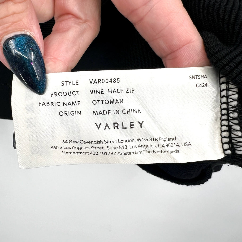 VARLEY Vine Half-Zip Pullover Large Black Ottoman Rib Exaggerated Collar NWT