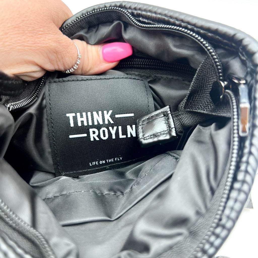 THINK ROYLN Women's Sidewalk Crossbody Bag Small Pearl Black Quilted NWT