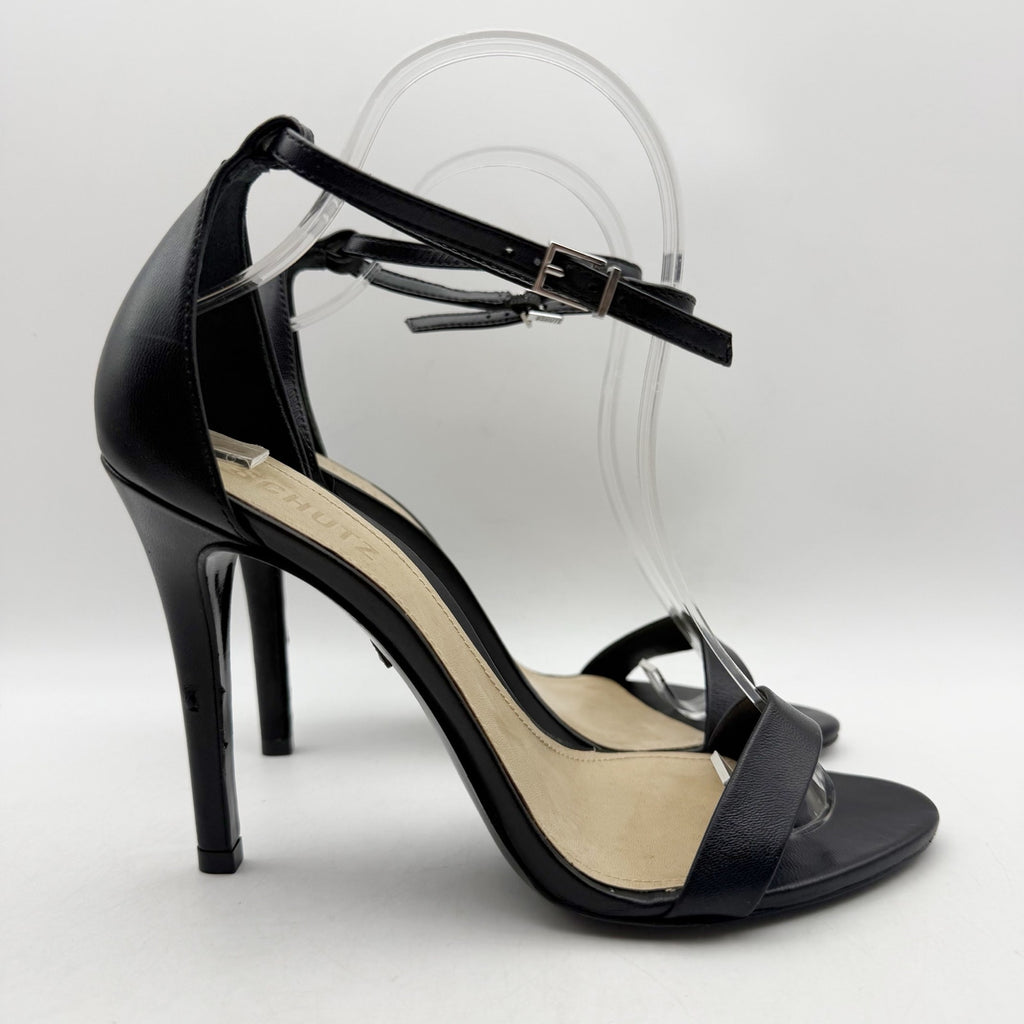 SCHUTZ Womens Cadey Lee Heeled Sandals US 8 B Black Leather NWOB
