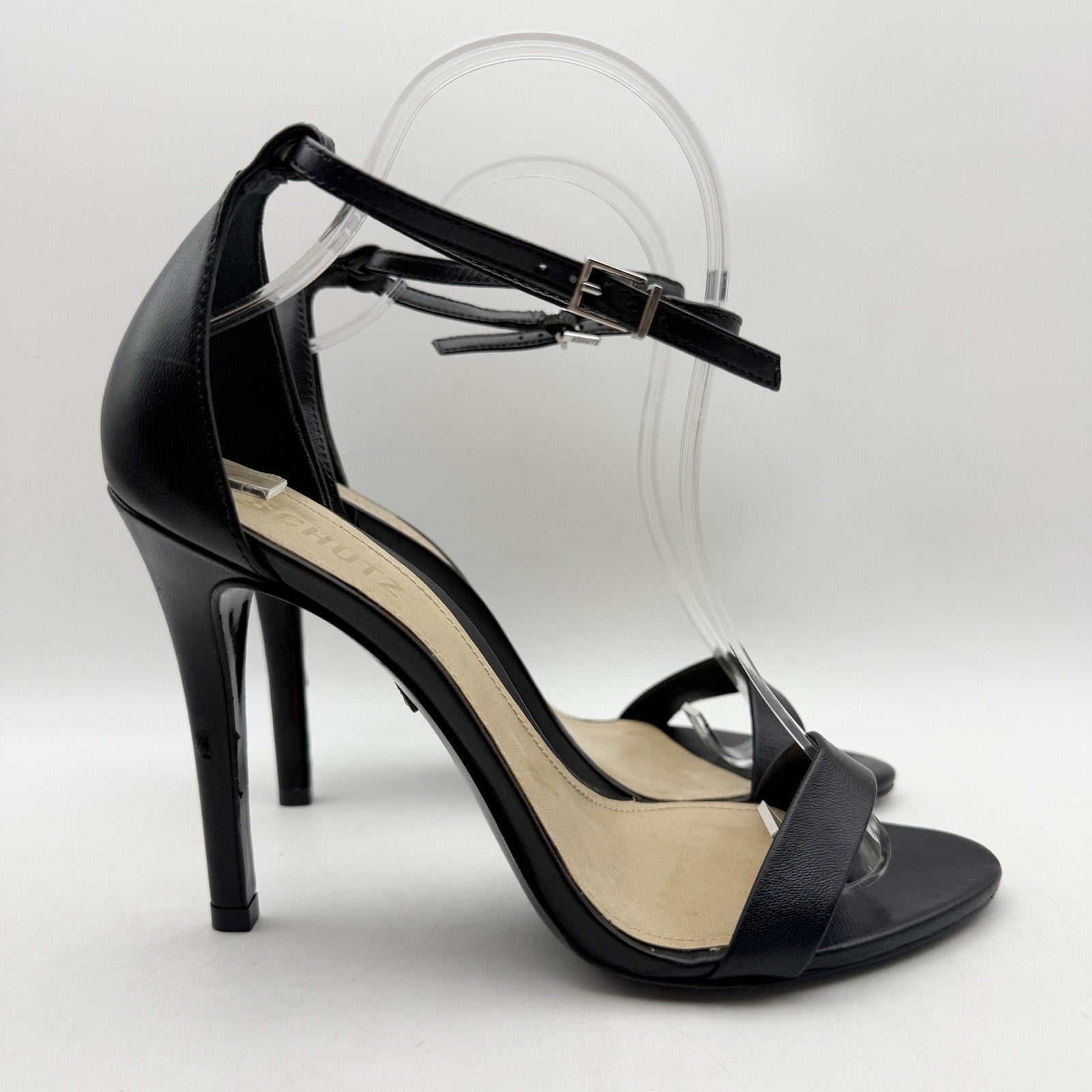 SCHUTZ Womens Cadey Lee Heeled Sandals US 8 B Black Leather NWOB