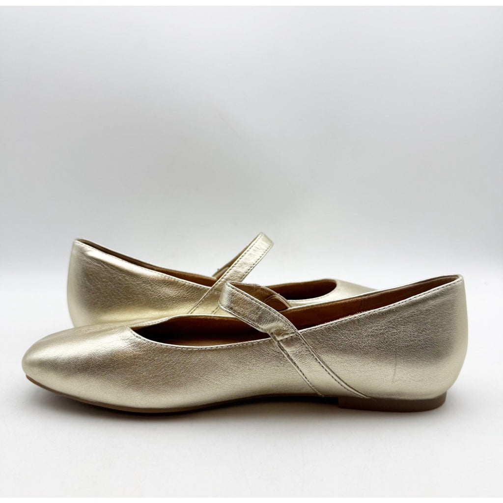 Vionic Womens Alameda Mary Jane Flats US 7 EU 37 Gold Metallic Leather NIB