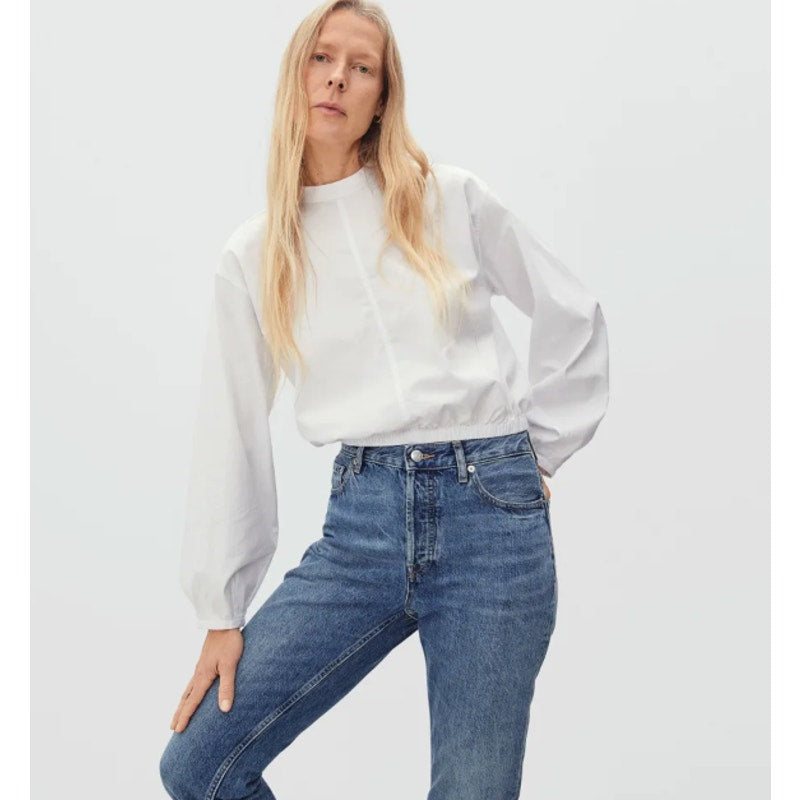 EVERLANE Women's The Mockneck Bubble Top White XXS