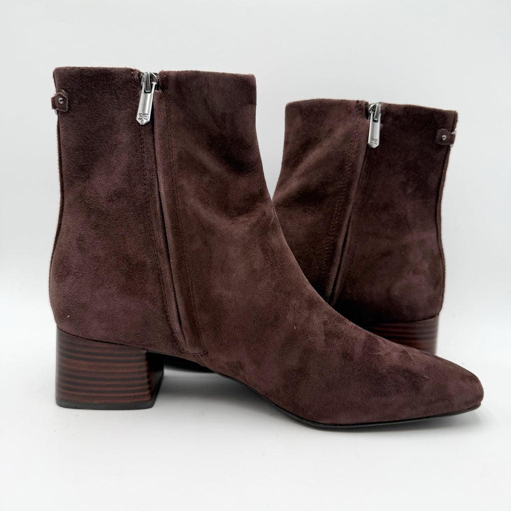 Sam Edelman Womens Paige Ankle Boots Size 11 M Dark Brown Suede NWOB