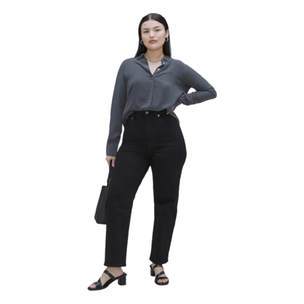 EVERLANE Women's The Curvy Way High Jeans 26x27 US 2 Black Organic Cotton NWT