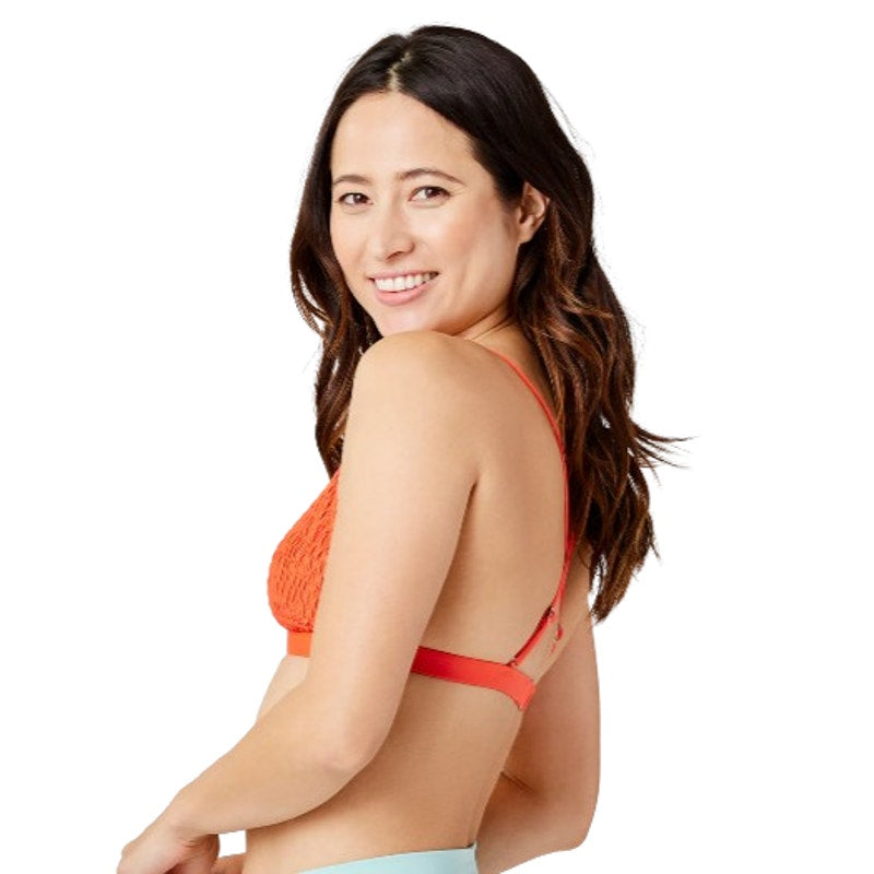 CARVE DESIGNS Womens Gigi Smocked Bikini Top Medium Orange Sunset Cross Back NWT