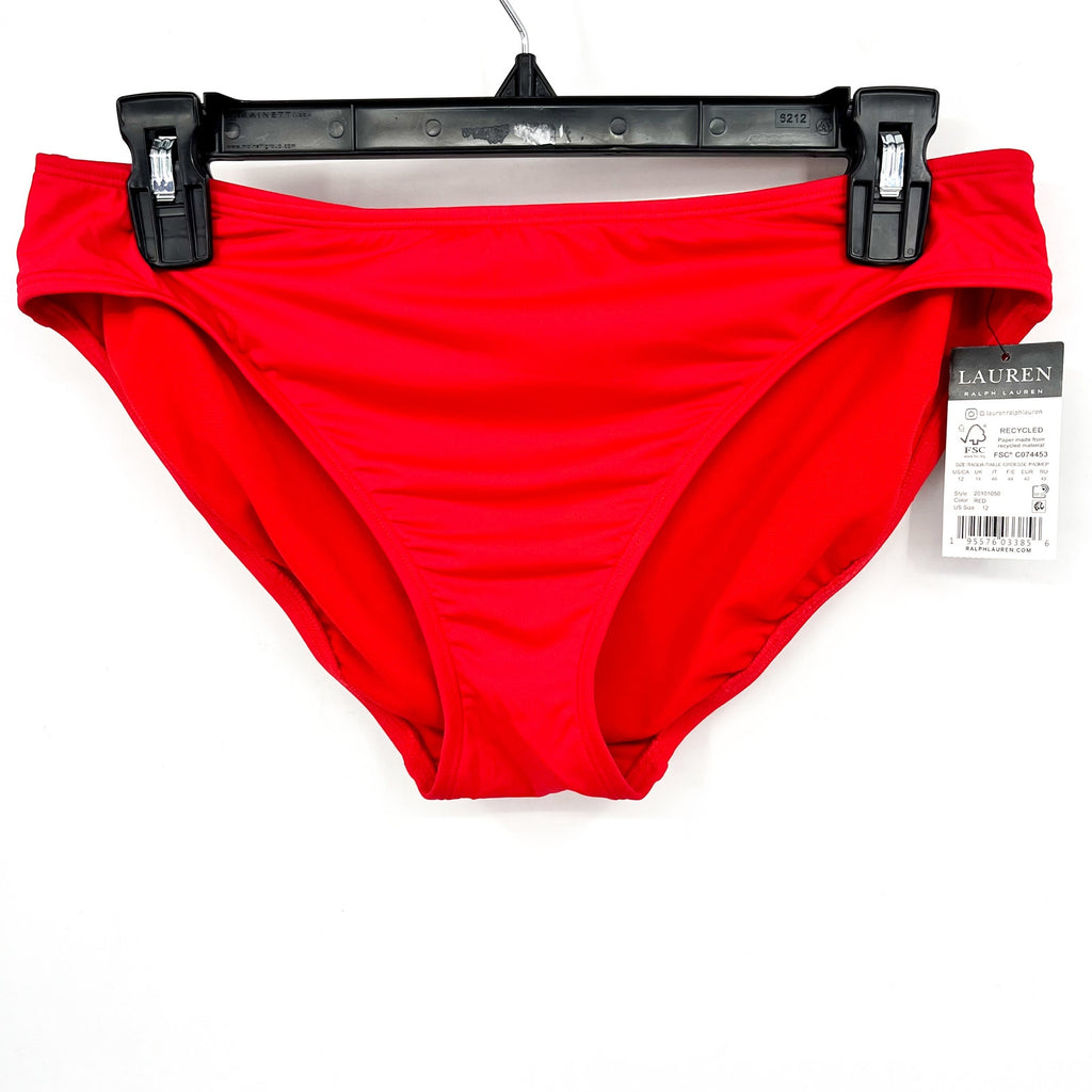 RALPH LAUREN Beach Club Hipster Bikini Swim Bottoms Size 12 Red NWT