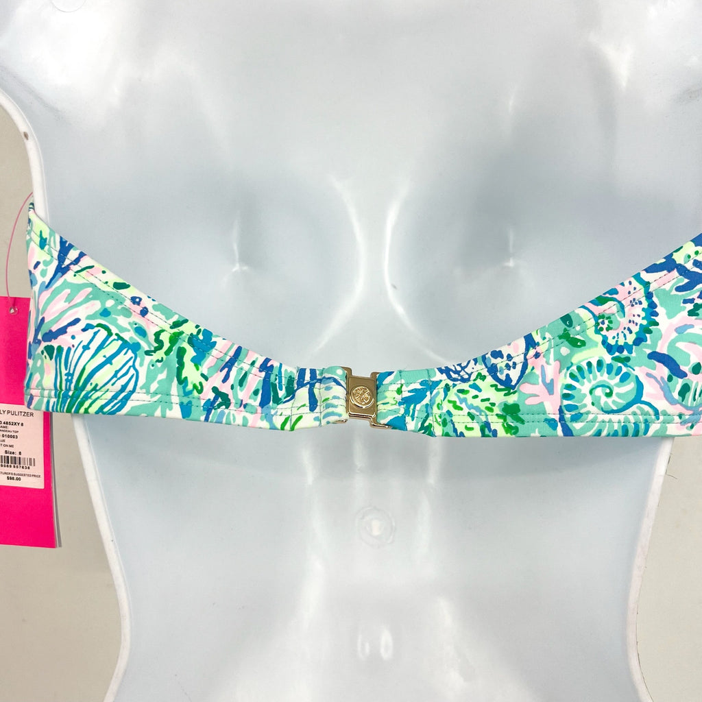 LILLY PULITZER Womens Agnes Bikini Top Size 8 Surf Blue Soleil It On Me NWT