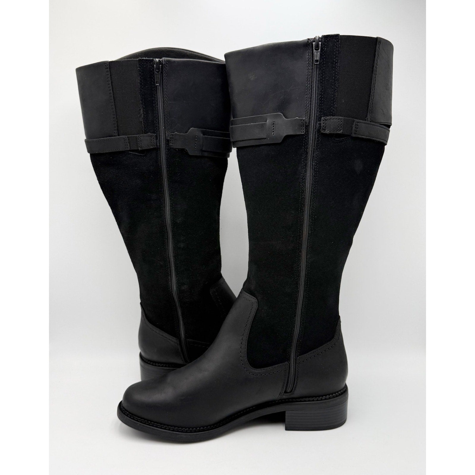 Clarks Womens Maye Carly Knee High Boots Size 9.5 Wide Black Leather NWOB