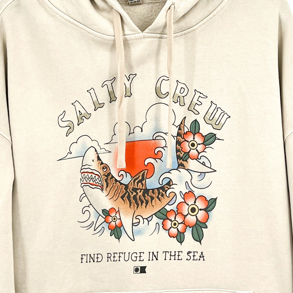 SALTY CREW Women's Salty Crew Hopper Crew Hoodie Medium Off White Sweatshirt NWT