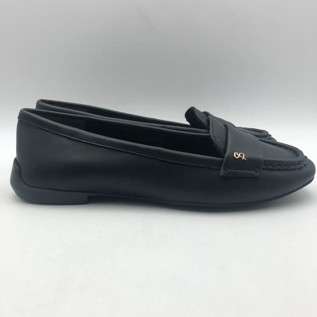 Franco Sarto Womens Faris Slip On Flats Size 9.5 Black Faux Leather Loafers NIB