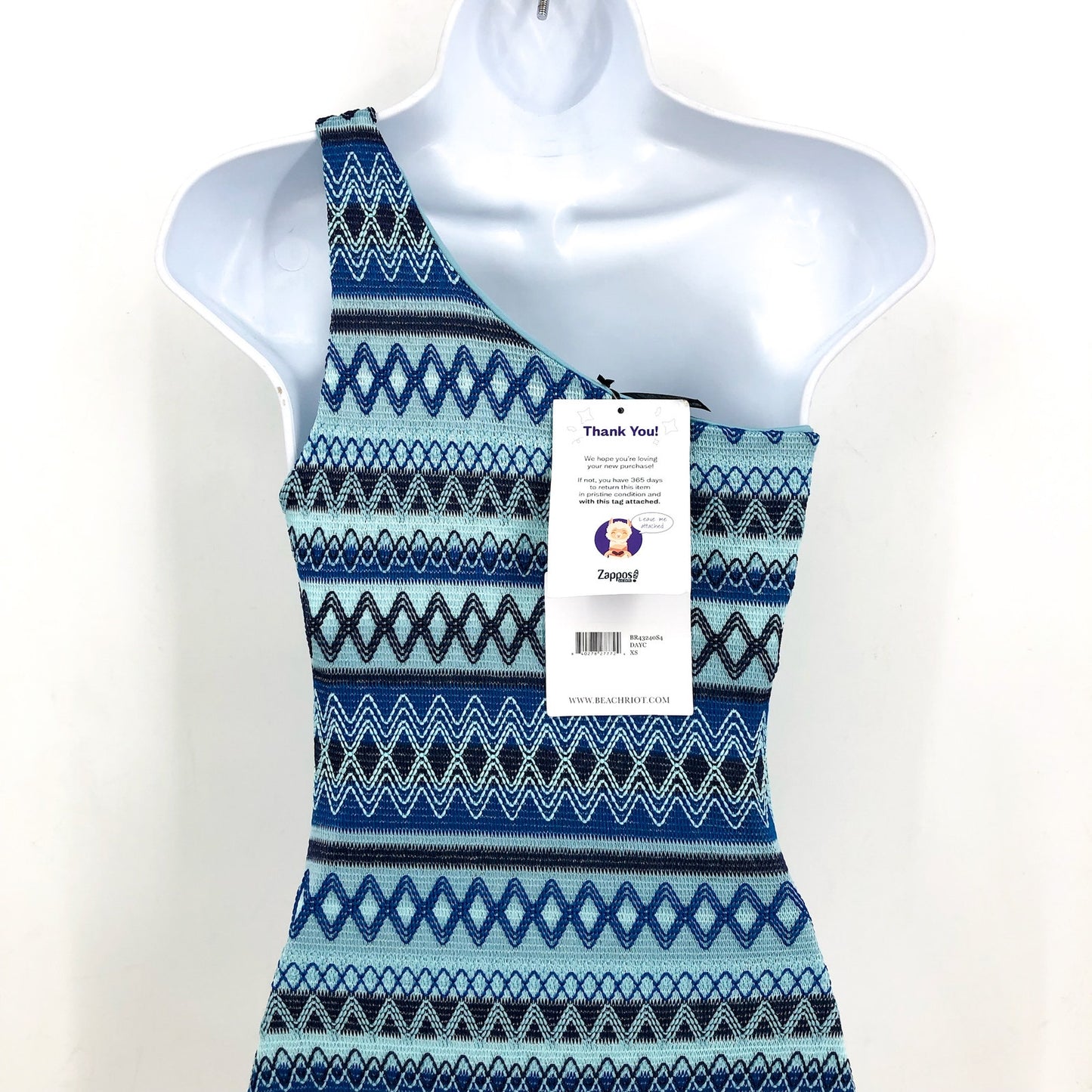 BEACH RIOT Women's Alba One Piece Swimsuit Small Blue Daydream Chevron NWOT