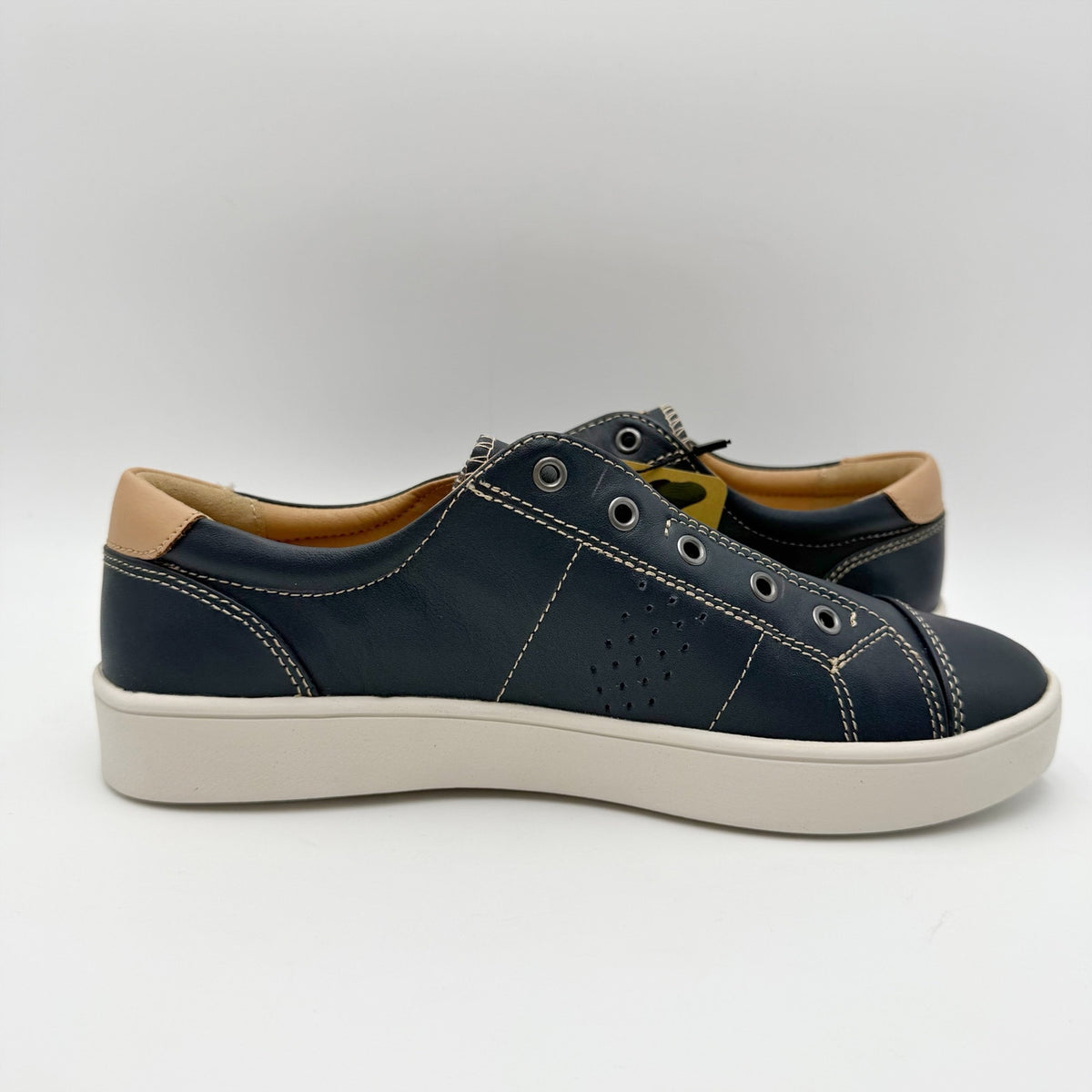 Spenco Womens Malibu Lux Casual Sneakers Size 10 Ink Blue Leather Slip On NIB