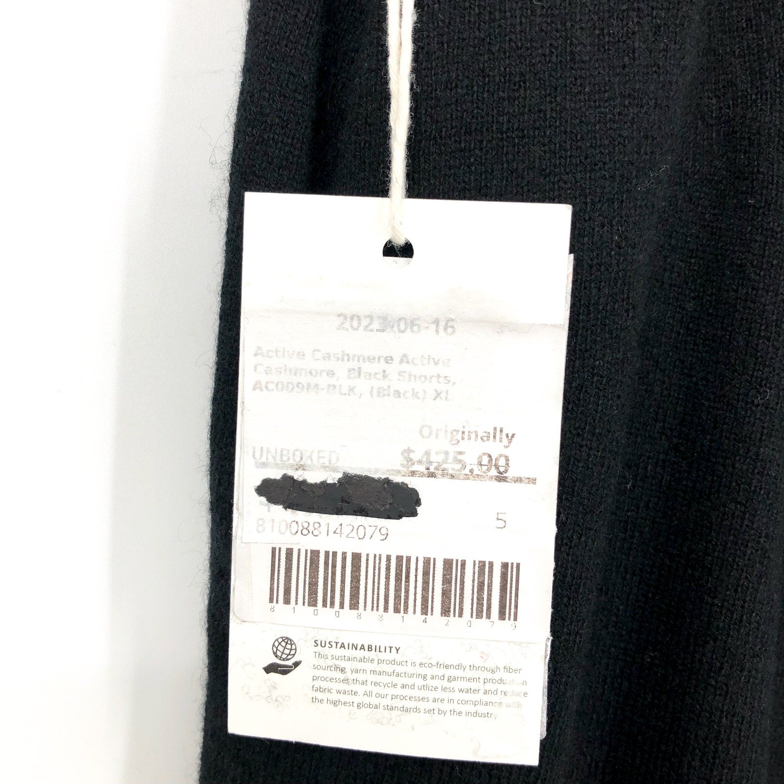 ACTIVE CASHMERE Men's Seamless Weight Fitted Cashmere Short XL Black NWT