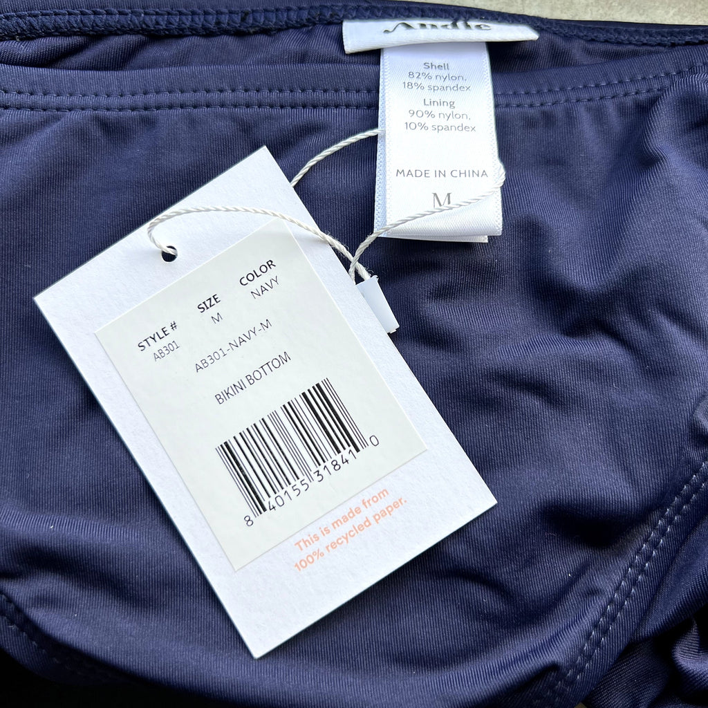 ANDIE SWIM Womens Bikini Bottom Medium Navy Blue Classic Low Rise Basic NWT