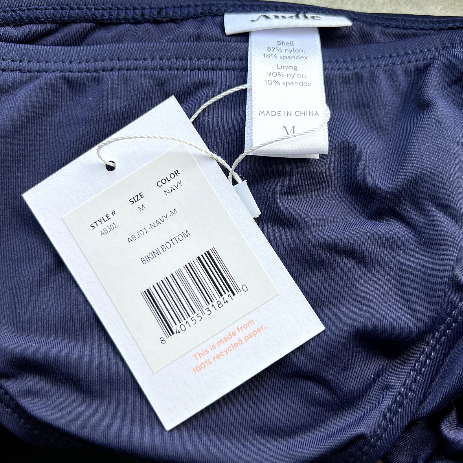 ANDIE SWIM Womens Bikini Bottom Medium Navy Blue Classic Low Rise Basic NWT