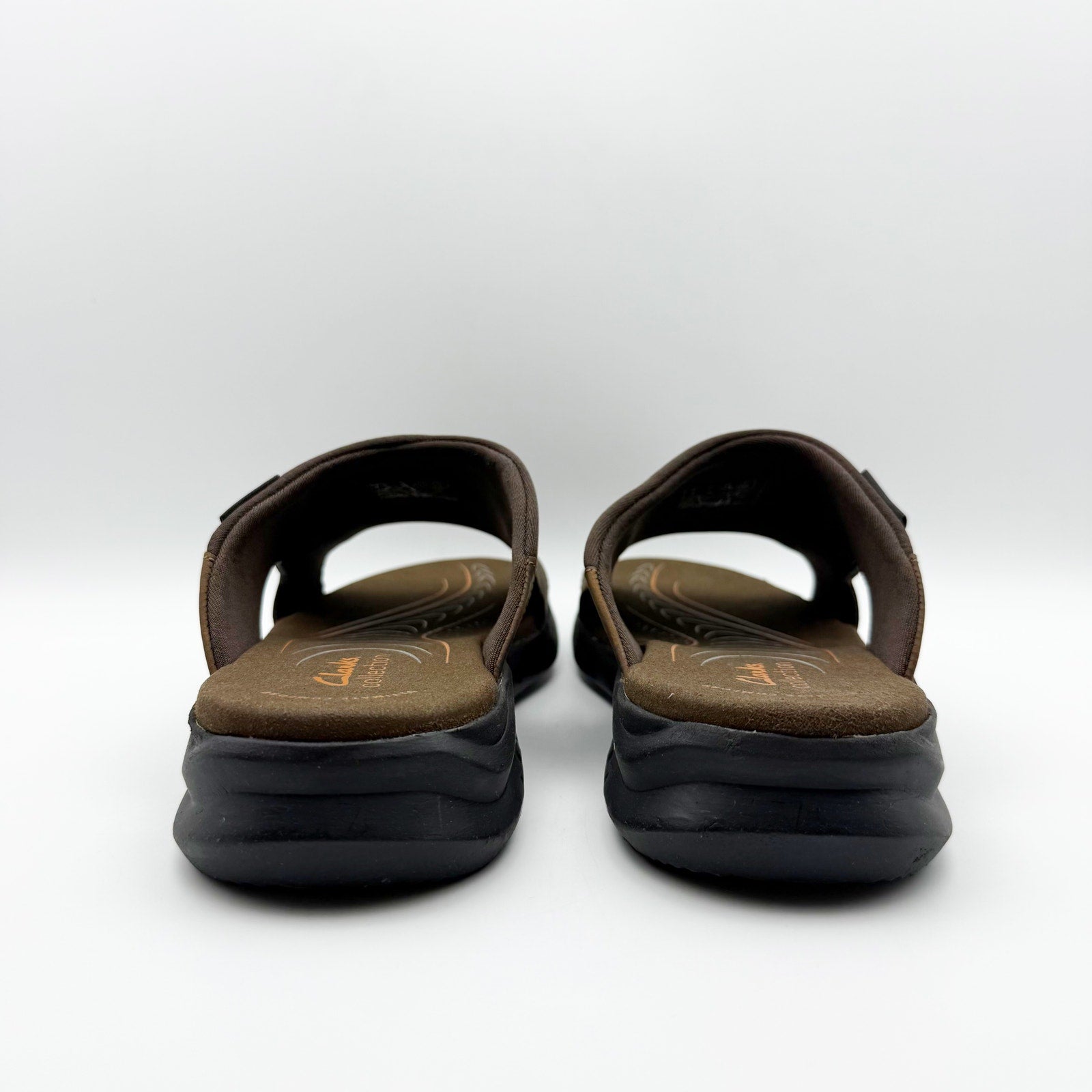 Clarks Mens Walkford Band Sandals US 7 Dark Brown Beeswax Leather Slip On NIB