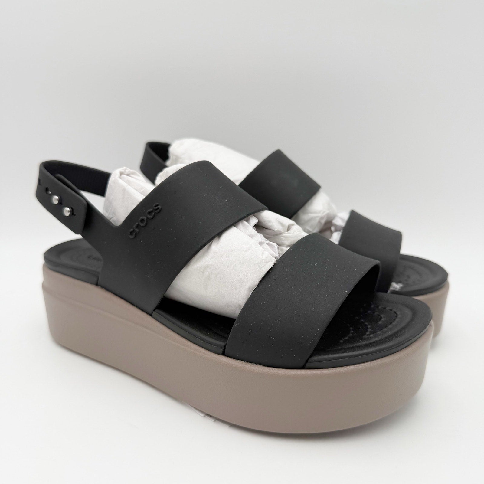 Crocs Womens Brooklyn Low Wedge Sandals Size 4 EU 33.5 Black NWT