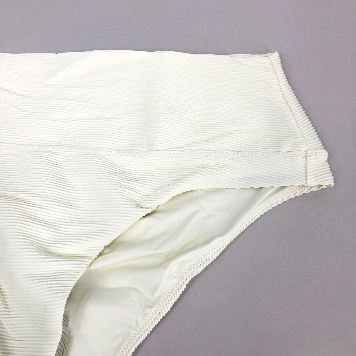 PRANA Women's Aurelia Bikini Bottom Large White Horchata Ottoman High Waist NWT