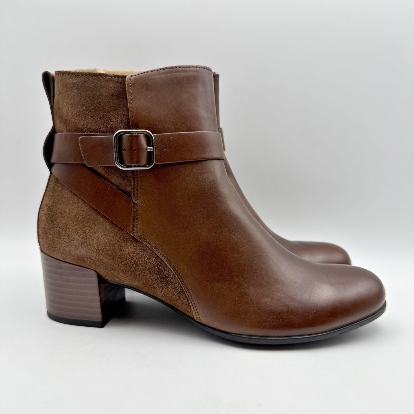 Ecco Womens Dress Classic Ankle Boots EU 40 US 9 Walnut Brown Leather 35 mm NWOB