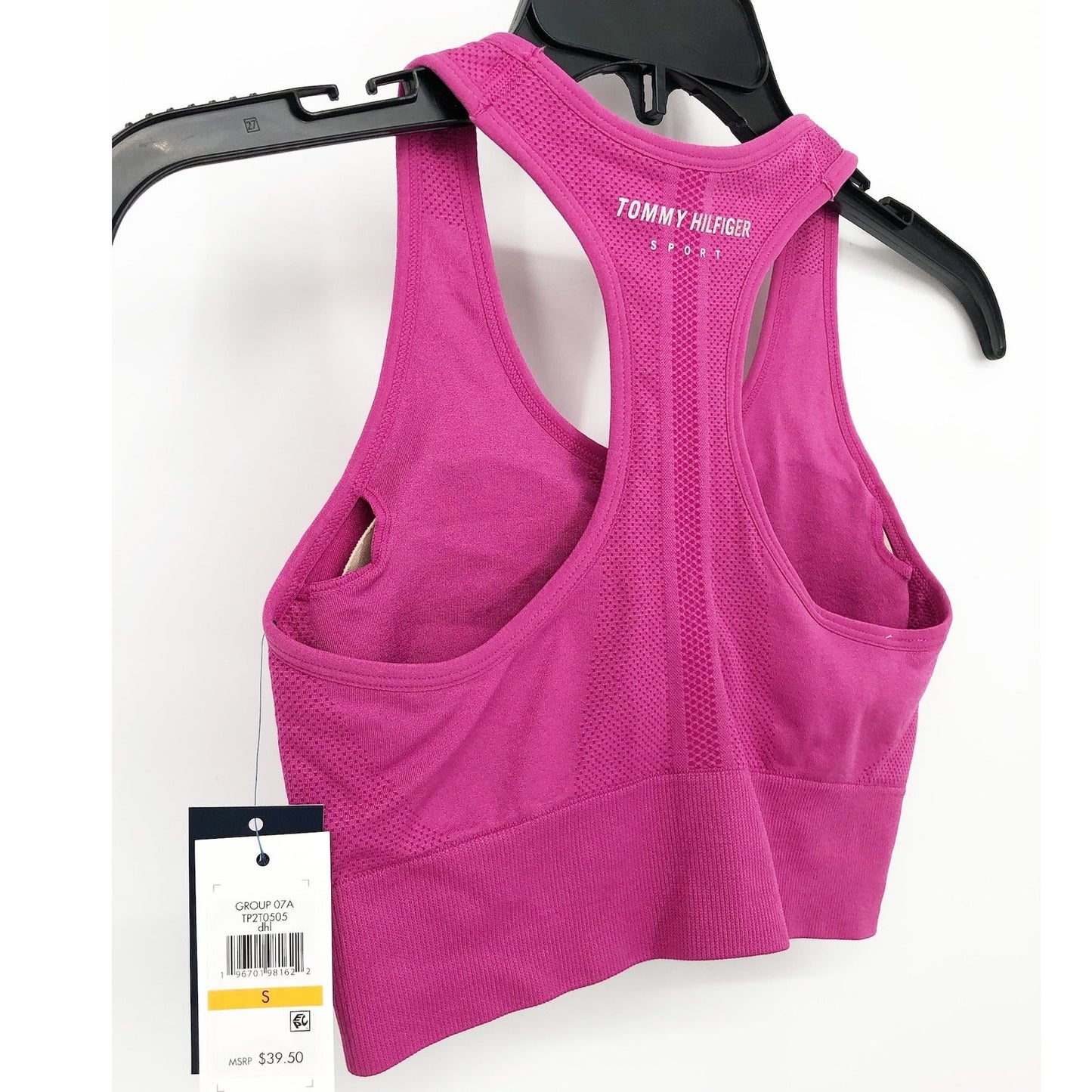 TOMMY HILFIGER SPORT Seamless Sports Bra Small Pink Dahlia Seamless Scoop NWT