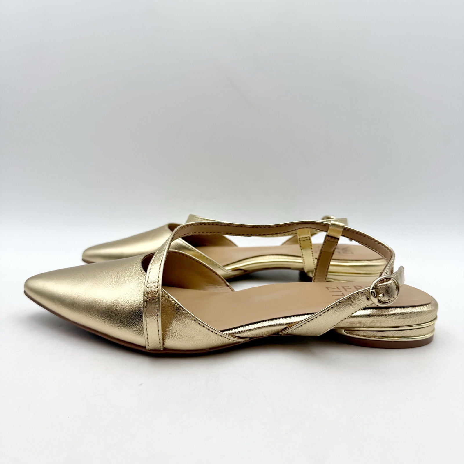 Naturalizer Womens Hawaii Slingback Flats US 5.5 M EU 35.5 Gold Leather NIB
