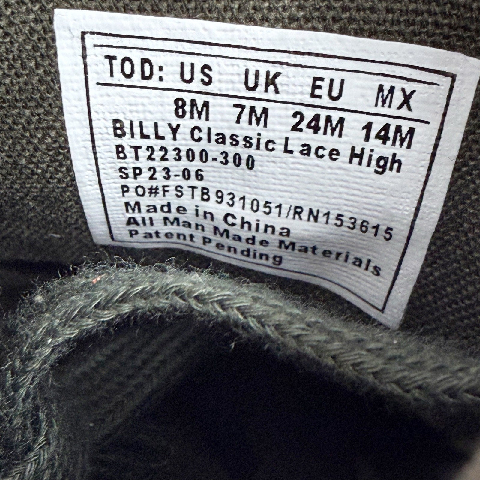 BILLY Footwear Toddler Kids High Top Sneakers US 8 M EU 24 Dark Green NIB