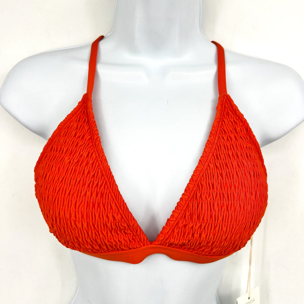 CARVE DESIGNS Womens Gigi Smocked Bikini Top Medium Orange Sunset Cross Back NWT