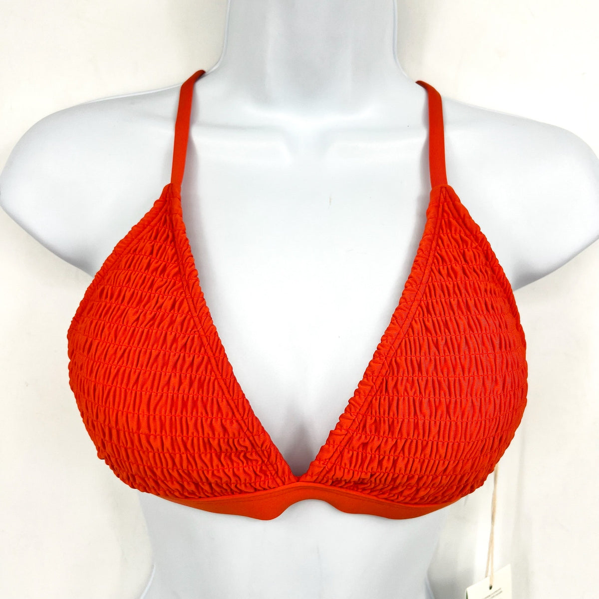 CARVE DESIGNS Womens Gigi Smocked Bikini Top Medium Orange Sunset Cross Back NWT