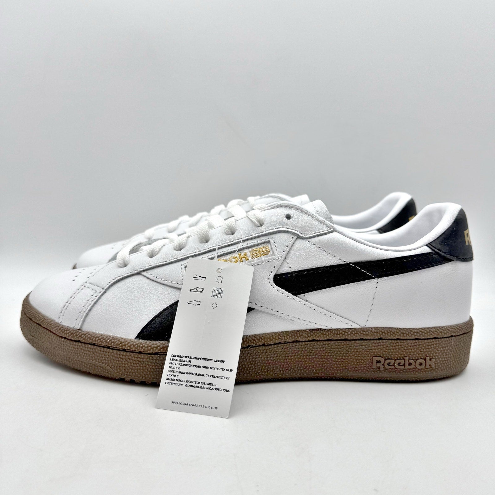 Reebok Mens Club C Grounds Sneakers US 9 EU 42 White Black NIB