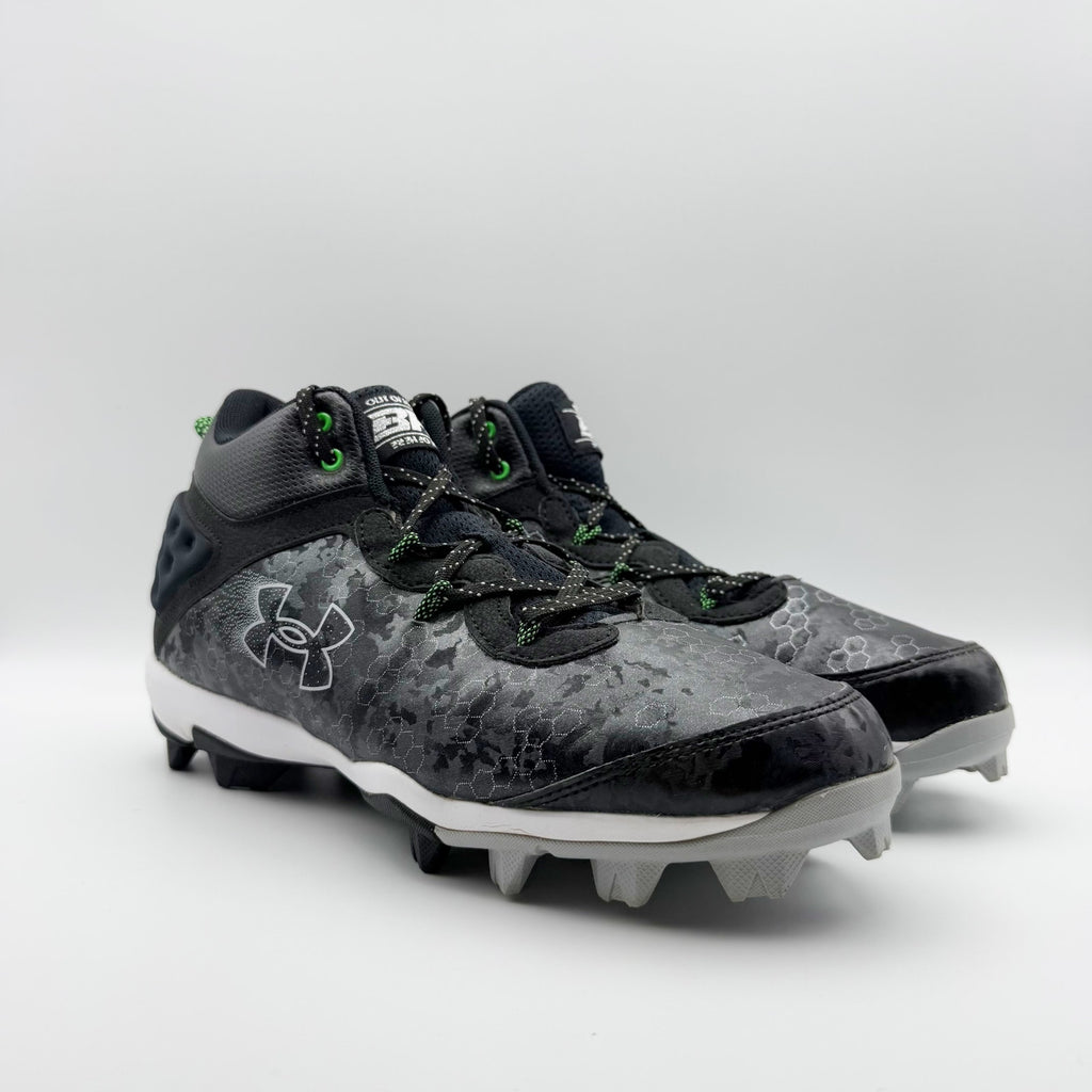 Under Armour Mens Bryce Harper 8 Mid RM Baseball Cleats Size 13 Black Green NWOB