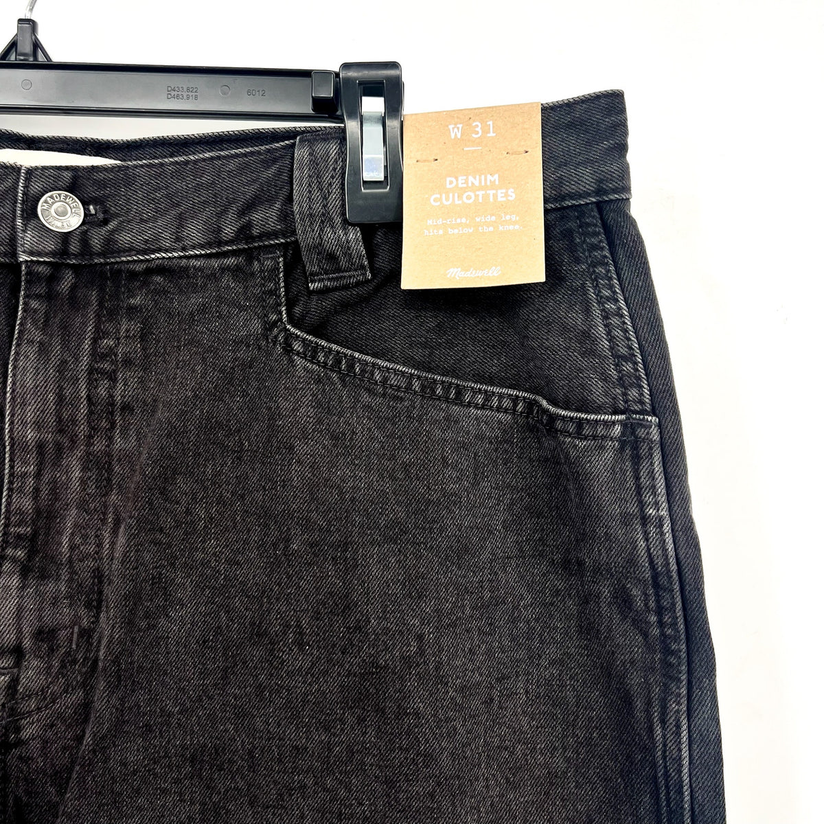 MADEWELL Women's Denim Culottes Size 31 US 10 Black Johnston High Rise NT218 NWT