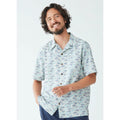 L.L. BEAN Mens Short-Sleeve Tropics Print Shirt Small White Blue Cotton NWT