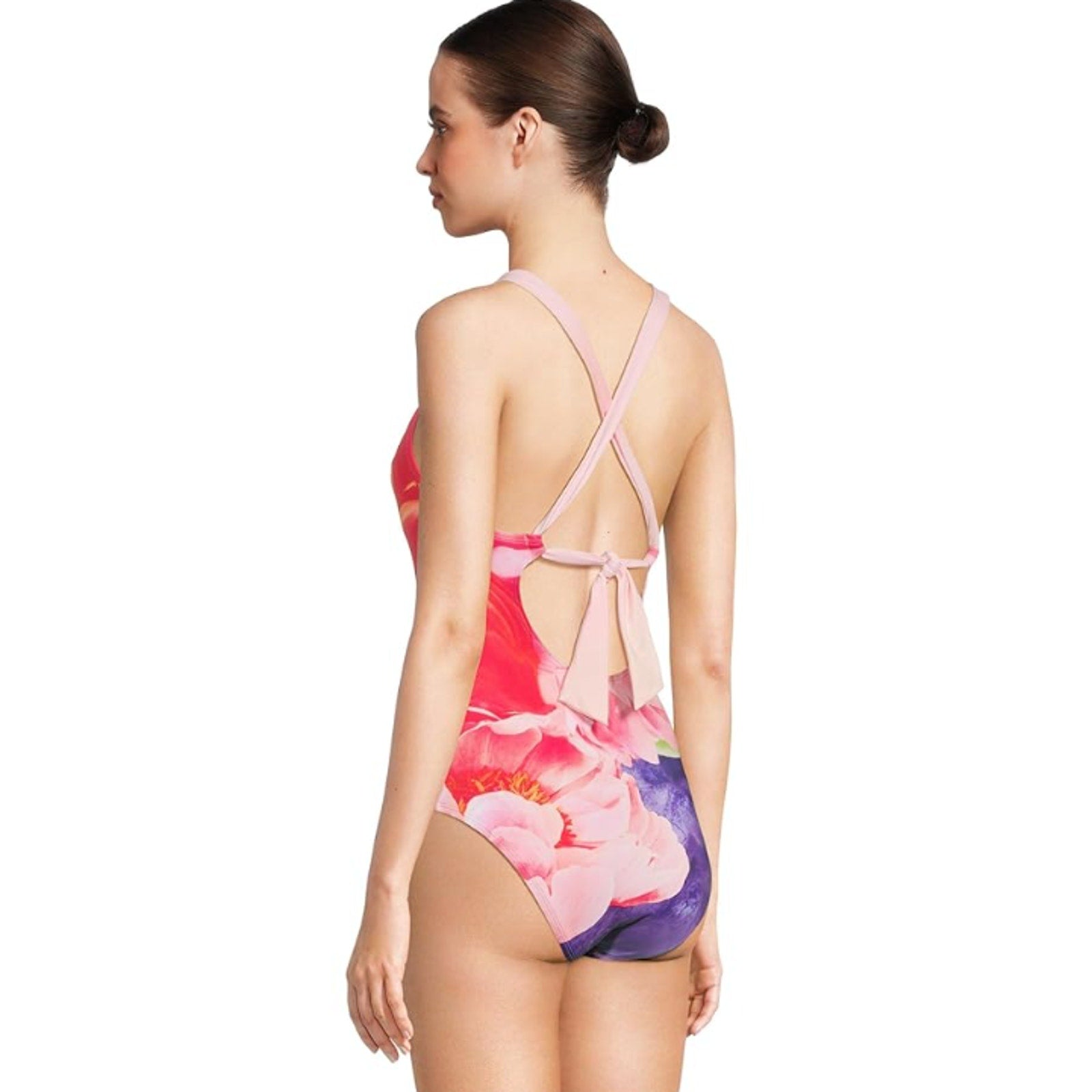 TOMMY BAHAMA High Neck One Piece Swimsuit 12 Touch Of Pink Penney Blooms NWT